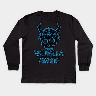 Valhalla Awaits Vikings Warrior Kids Long Sleeve T-Shirt